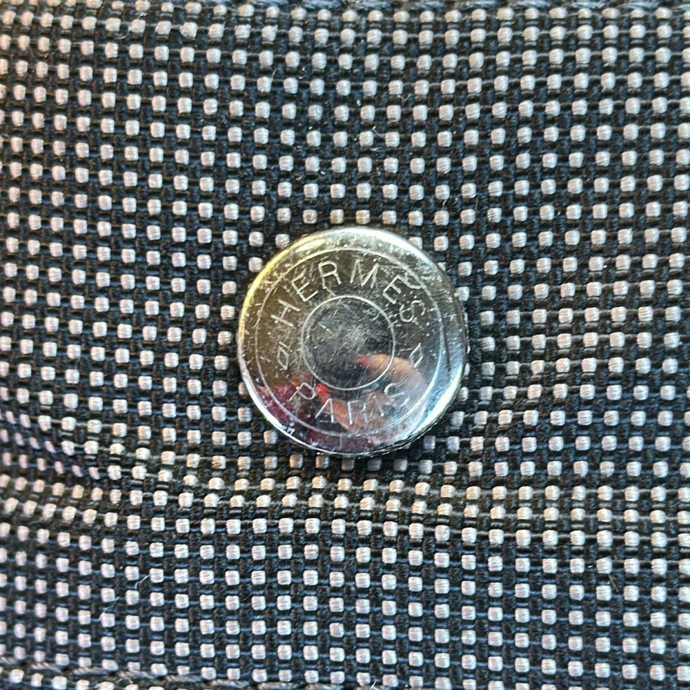 Hermes Heavy Canvas Vintage Zip Tote Gray w/H Design on Web straps Holds Laptop - Picture 2 of 14